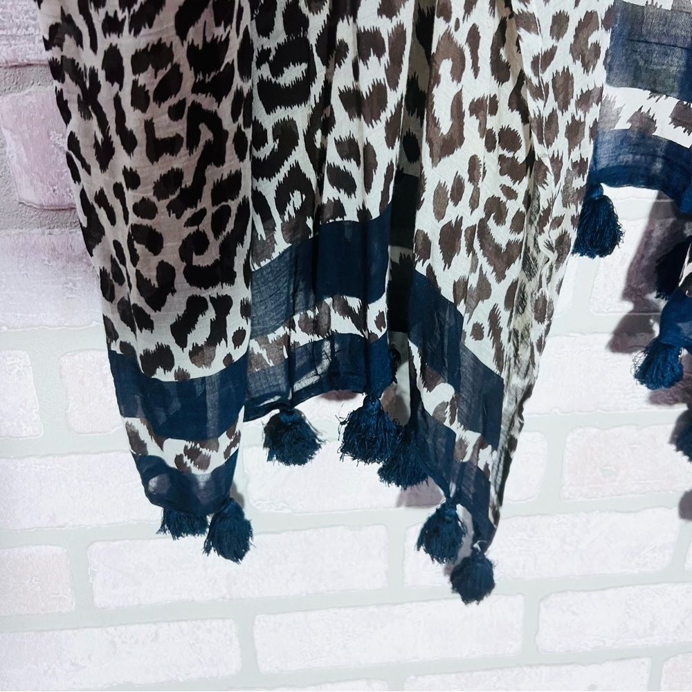 J. Crew Leopard Print Tassel Swim Cover-Up Poncho Size M/L Style L9713 - Picture 7 of 9
